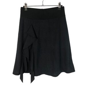 Kokoon Y2K Black Shimmer Knit Ruffle Front Knee Length Skirt XS